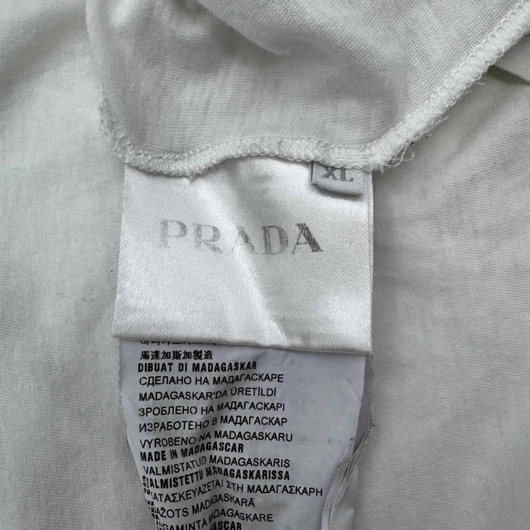 PRADA プラダ Vネック 半袖 Tシャツ XL ホワイト メンズ コットン