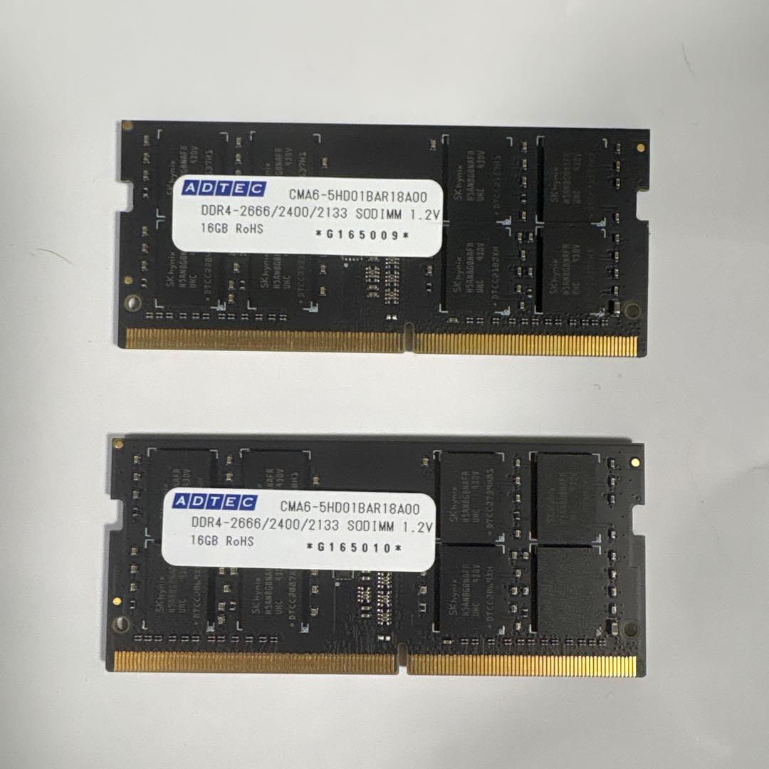 ADTEC DDR4 16GB 2枚2666MHz メモリー合計32GB