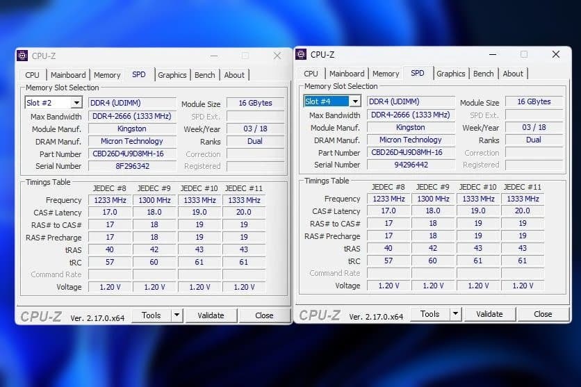 Kingston DDR4 32Gb (16Gb×2枚組）2666MHz