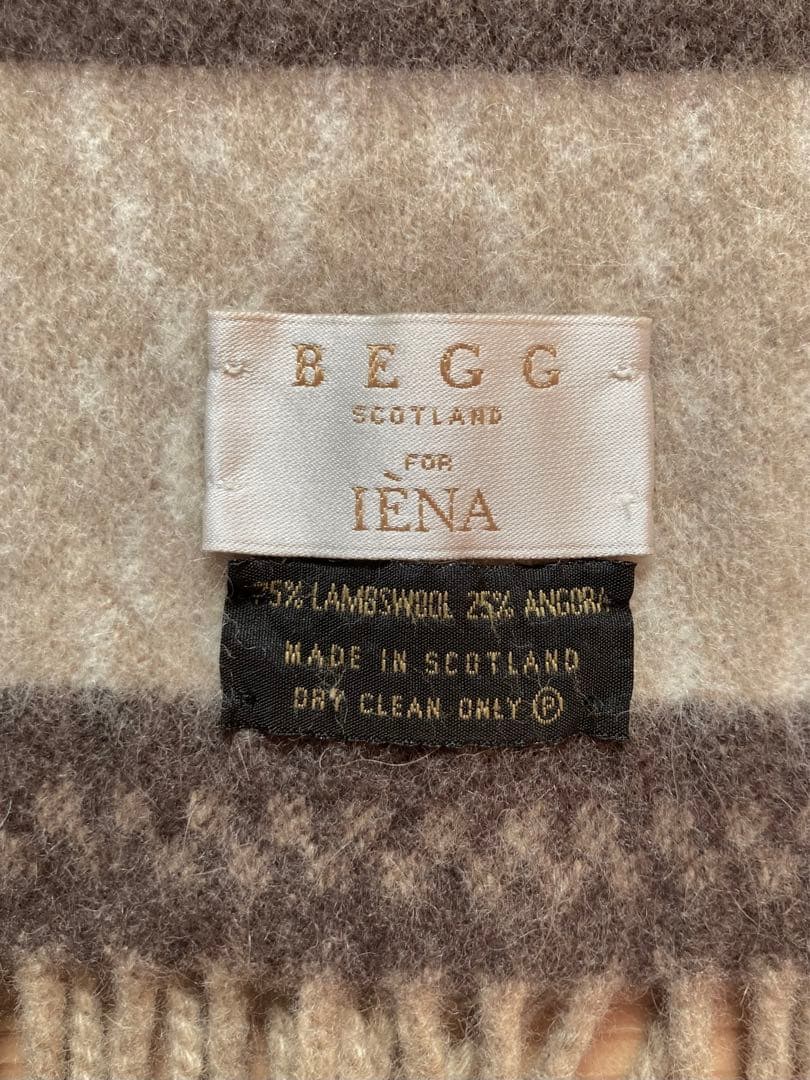美品【BEGG×IENA】別注ノルディック柄ウールアンゴラストール ベグ イエナ