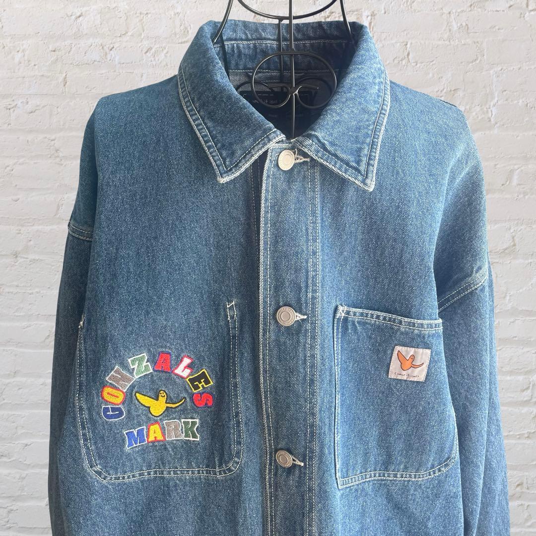 Mark Gonzales デニムジャケット バックロゴ 刺繍 カバーオール