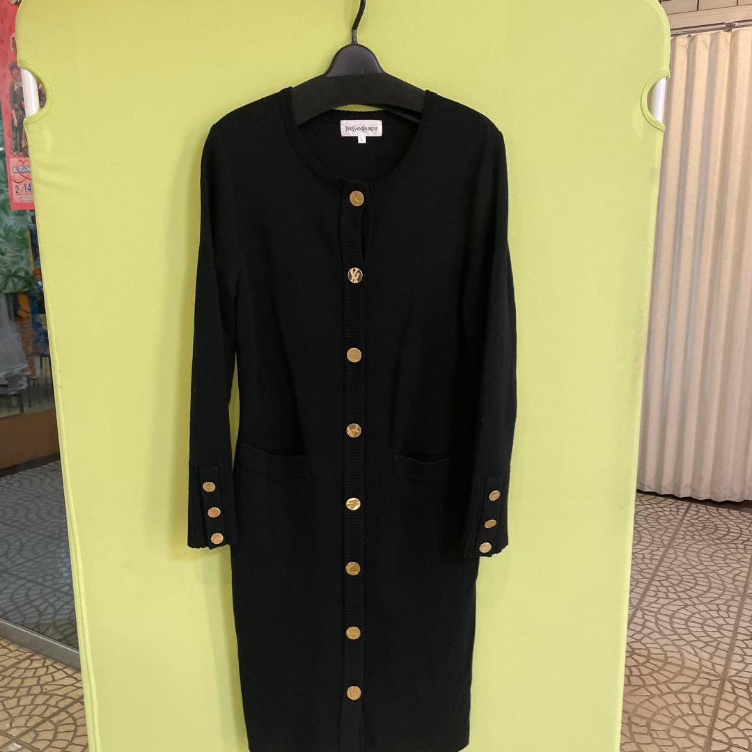Yves Saint Laurent黒ニットカーディガン L 美品
