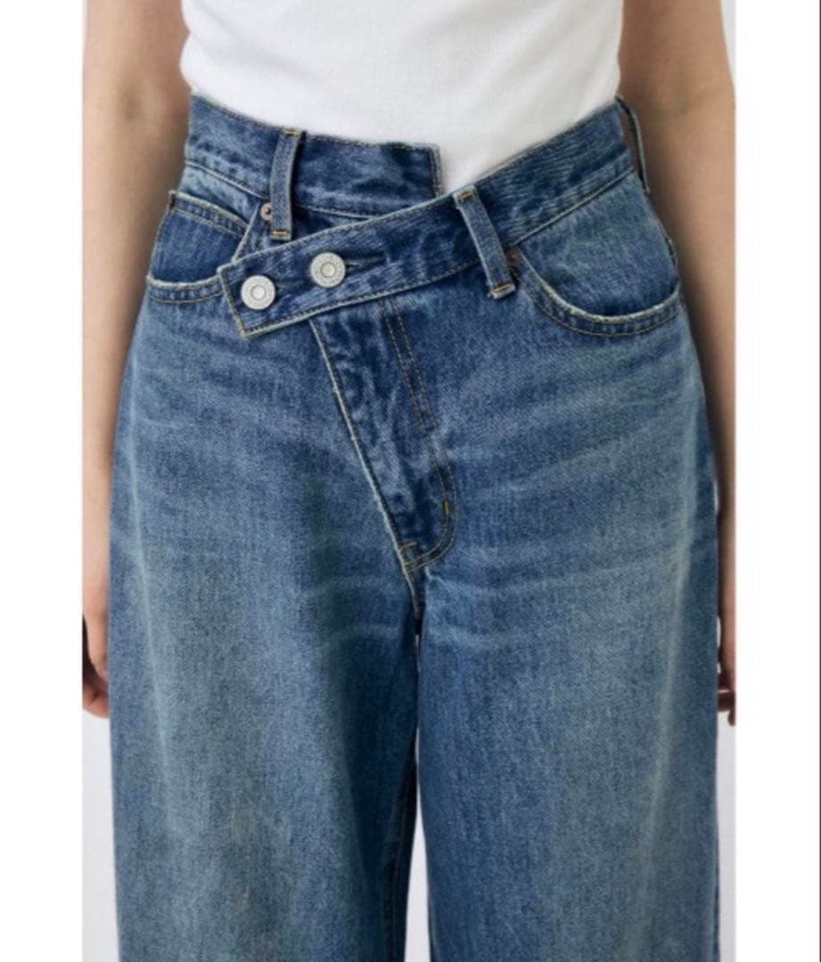 MOUSSY クロスウエストワイドストレート ダークブルー２