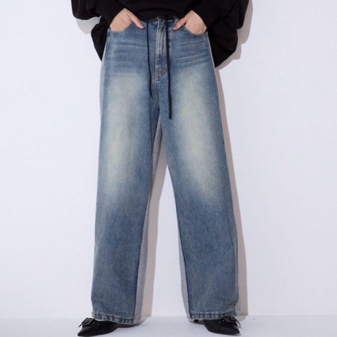 新品 JEANASIS スウェットドッキングデニム ブルー系