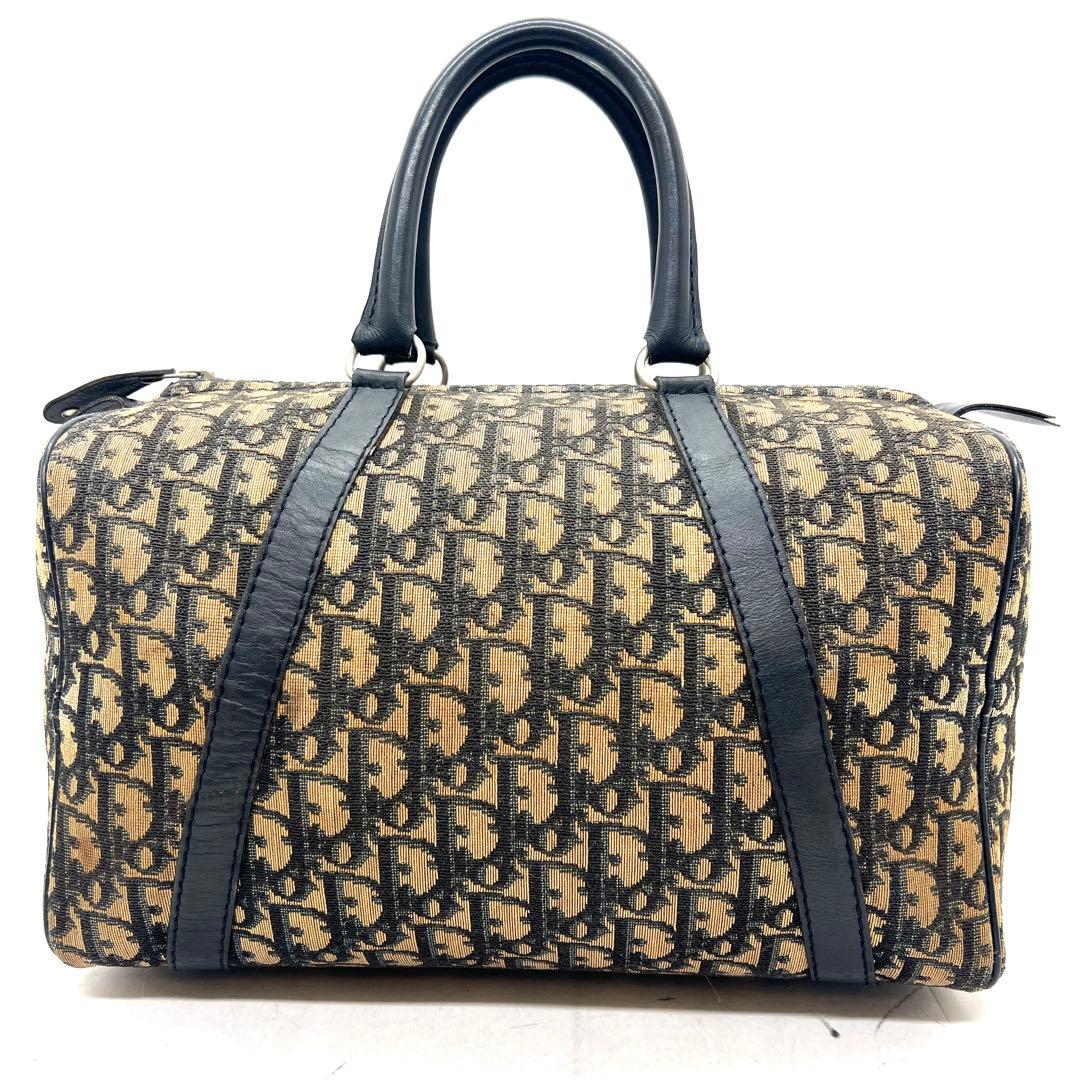 【美品】Dior ミニボストンバッグ トロッター キャンバス レザー