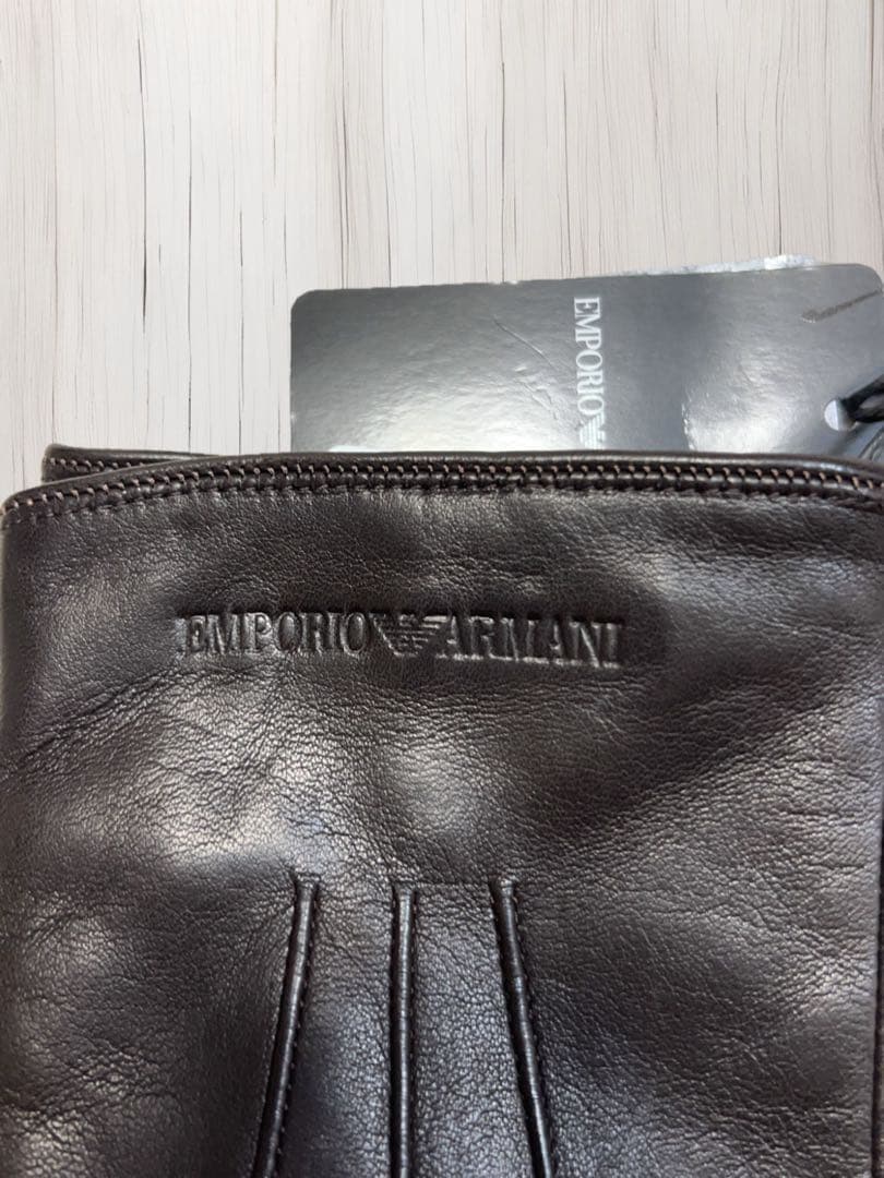 EMPORIO ARMANI 羊革手袋 ブラックベージュ　新品未使用