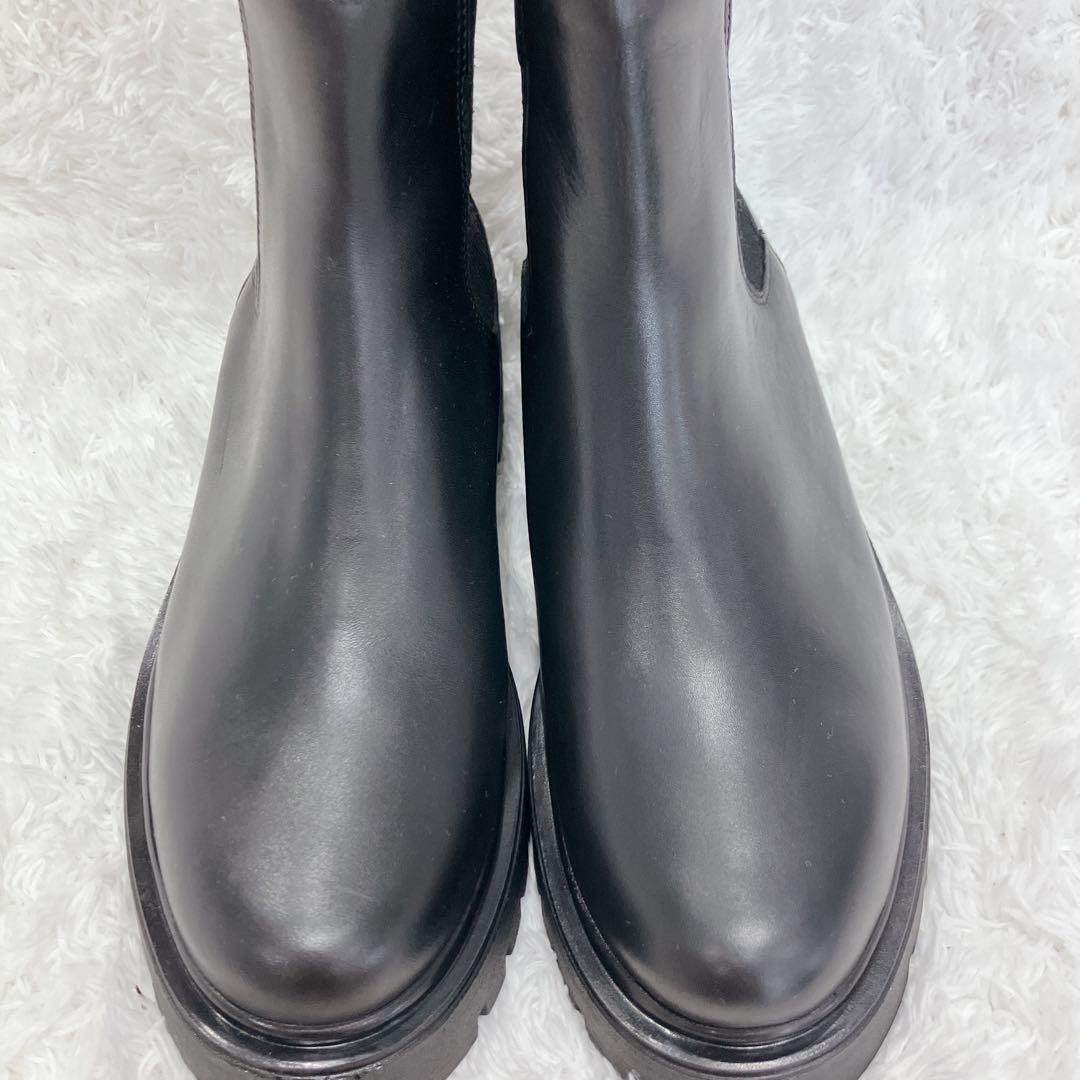 美品 PLAIN PEOPLE サイドゴアブーツ ブラック 36 厚底