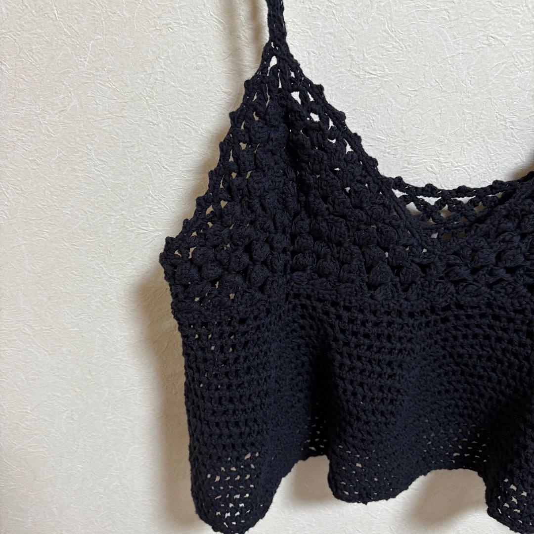 美品 Spick and Span クロシェニットキャミソール ブラック