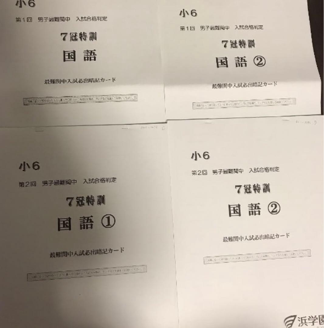 浜学園　小6男子最難関中７冠入試必出国語暗記カードセット