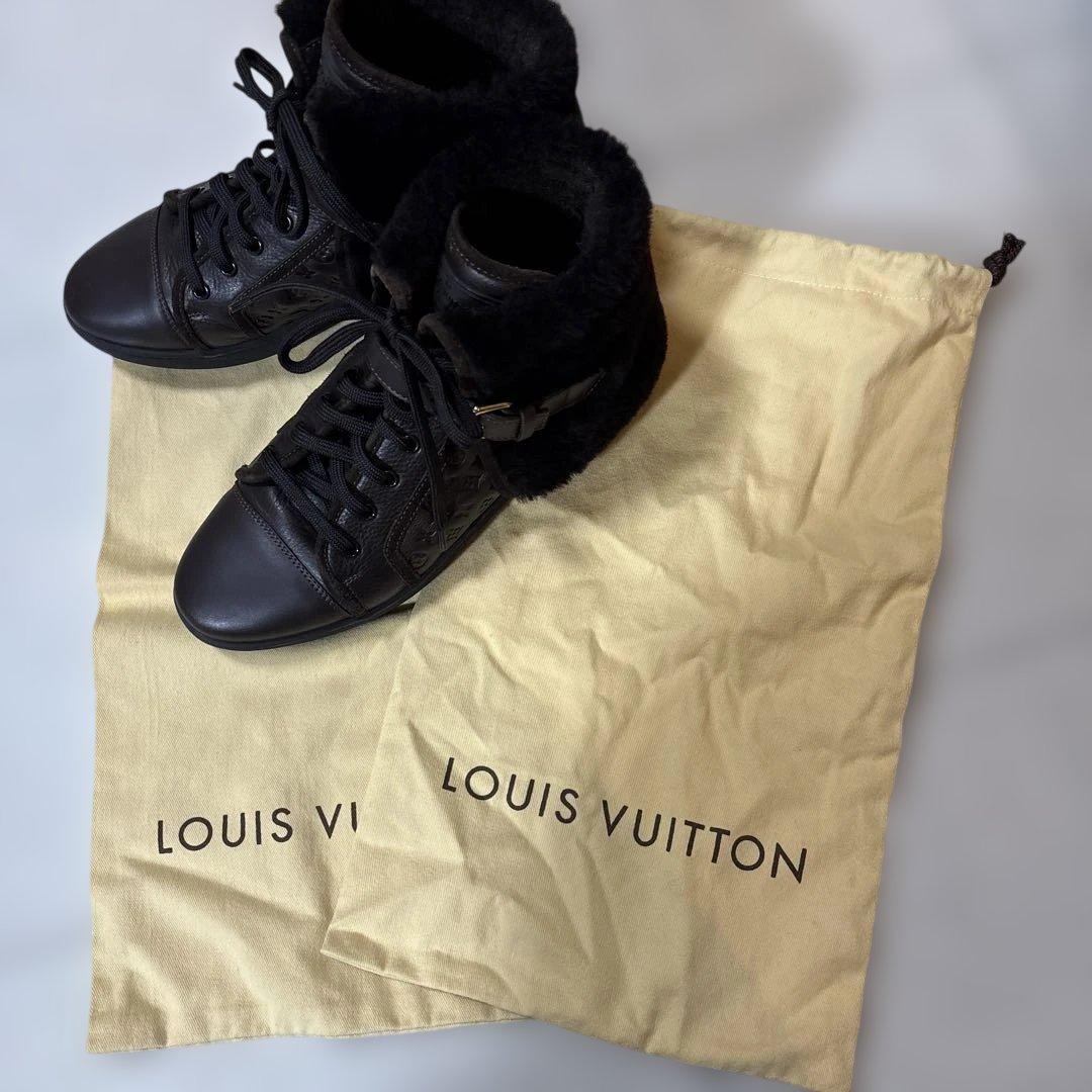 本物！美品！Louis Vuitton ダークブラウン ハイカットスニーカー