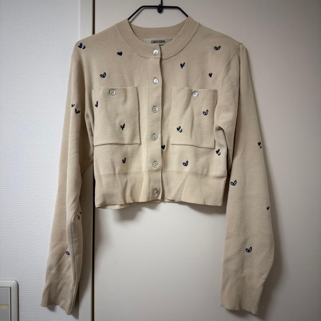 小花/ハート刺繍ニットカーディガン　COCODEAL