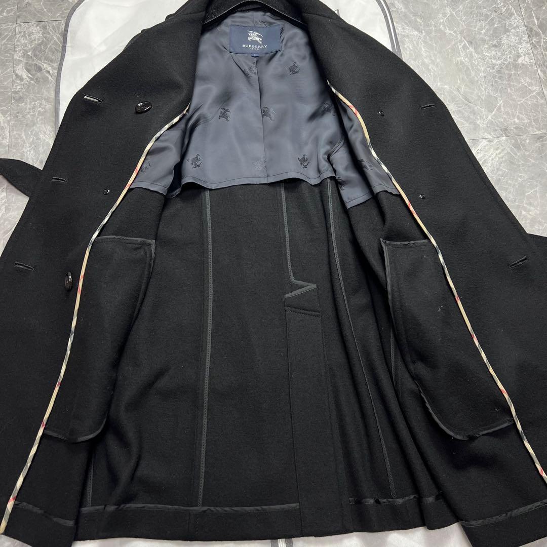 極美品♡3XL カシミヤ　バーバリーロンドン ニット切替 コート ベルト　黒