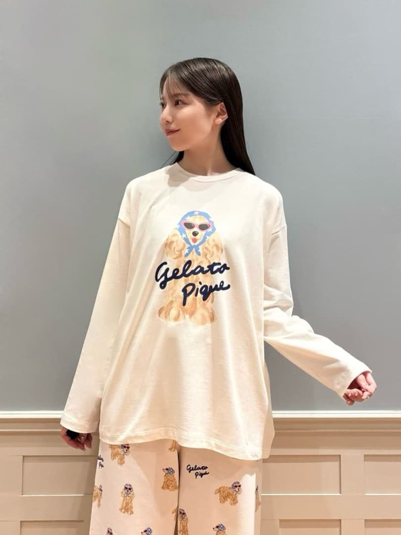 gelato pique (ジェラート ピケ) スカーフDOG柄ロングパンツ