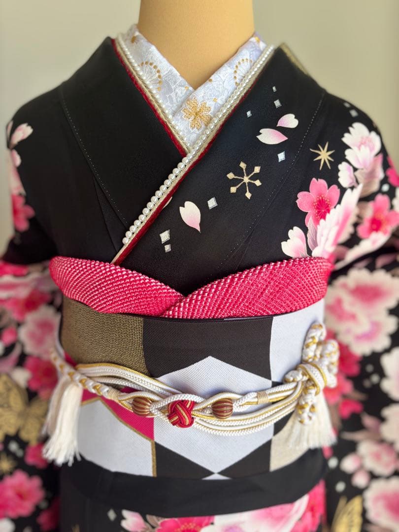 《Final Price》⭐️めちゃくちゃ可愛い振袖フルセット 正絹　成人式　黒地