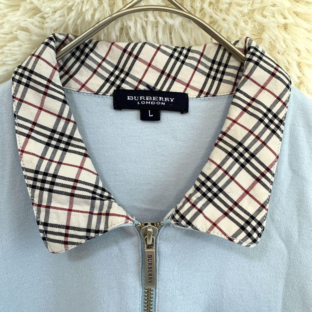 BURBERRY バーバリー　ノースリーブ　ポロシャツ ノバチェックL 水色