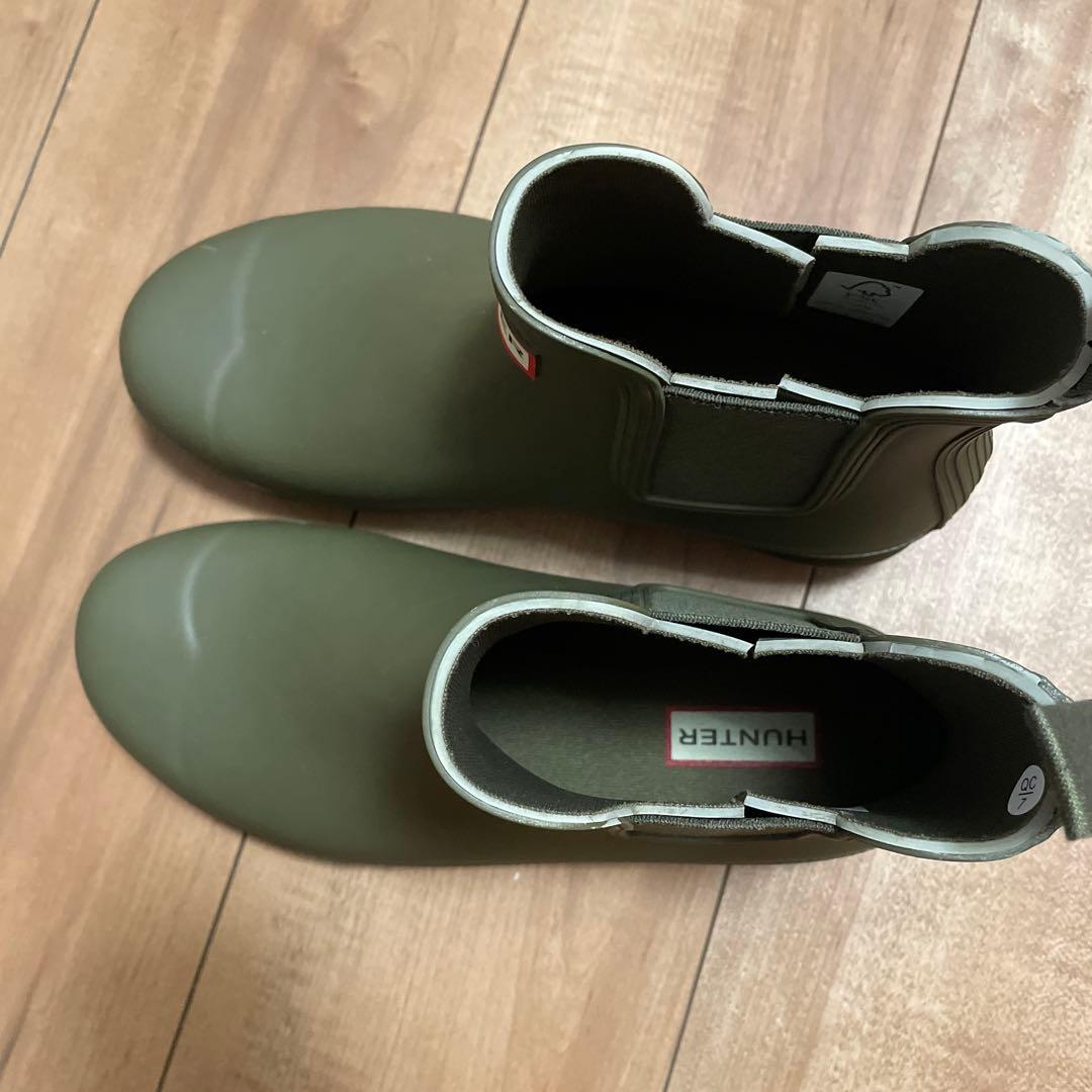 HUNTER オリーブグリーン ショートレインブーツ