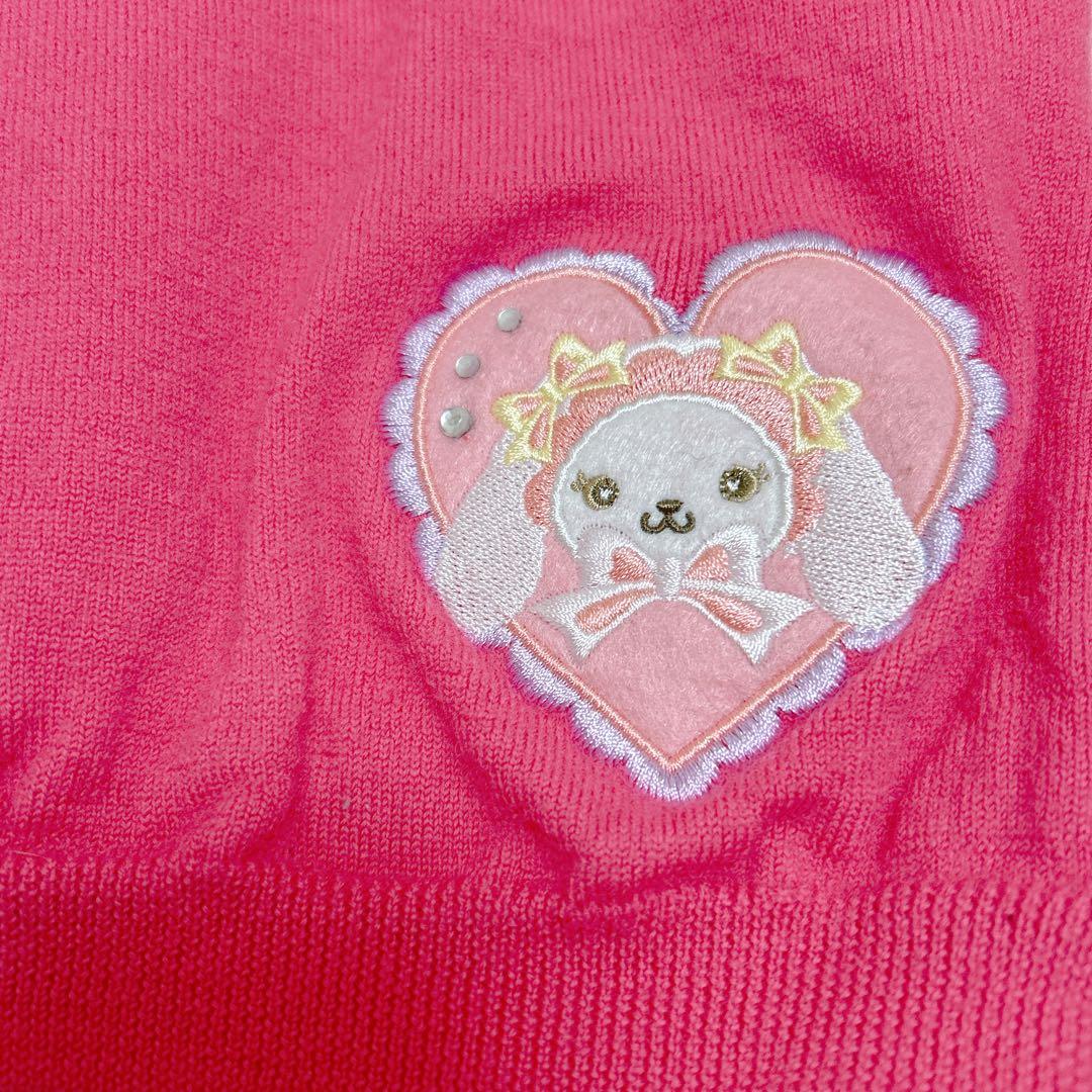 BABY なかよしくみゃちゃん柄 カーディガン チェリー