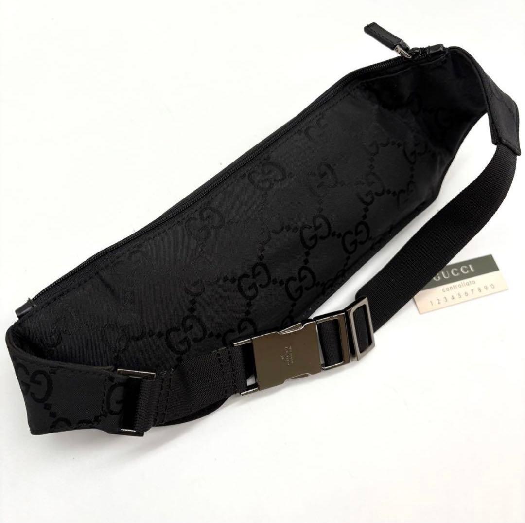 GUCCI グッチ ナイロン GG ウエストバッグ ブラック
