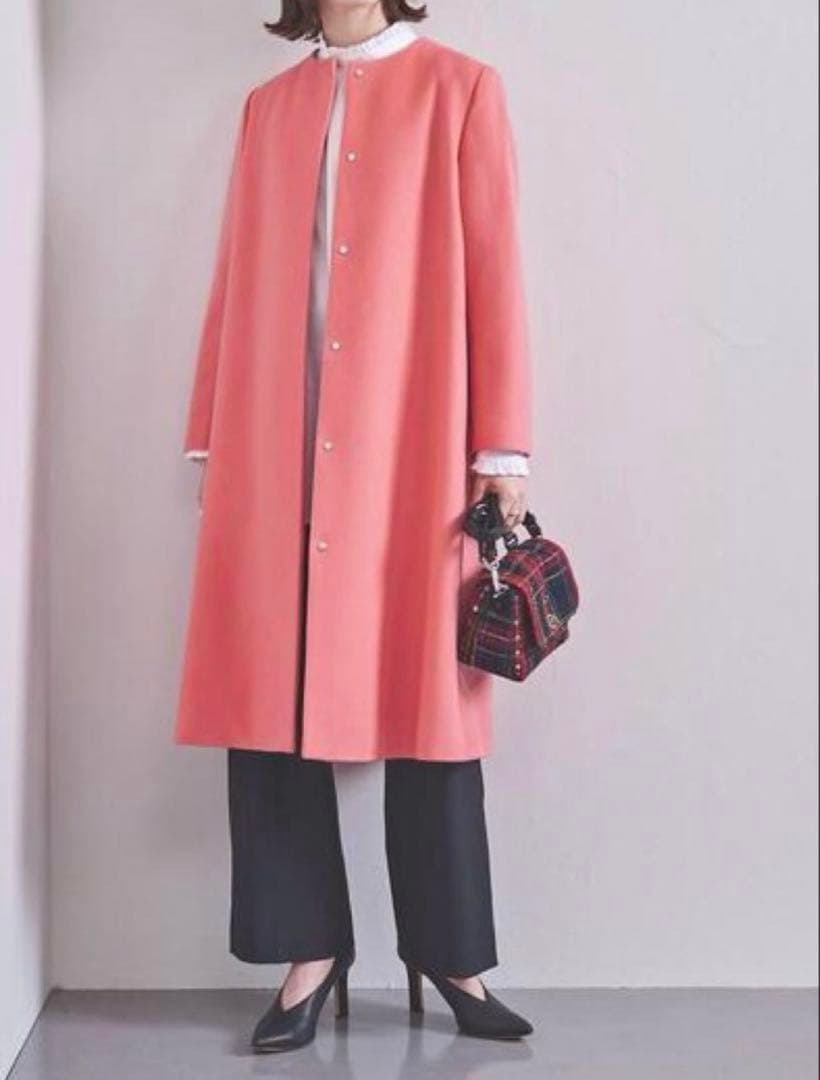 美品♡ユナイテッドアローズ　ノーカラーロングコート　ウールカシミヤ　34