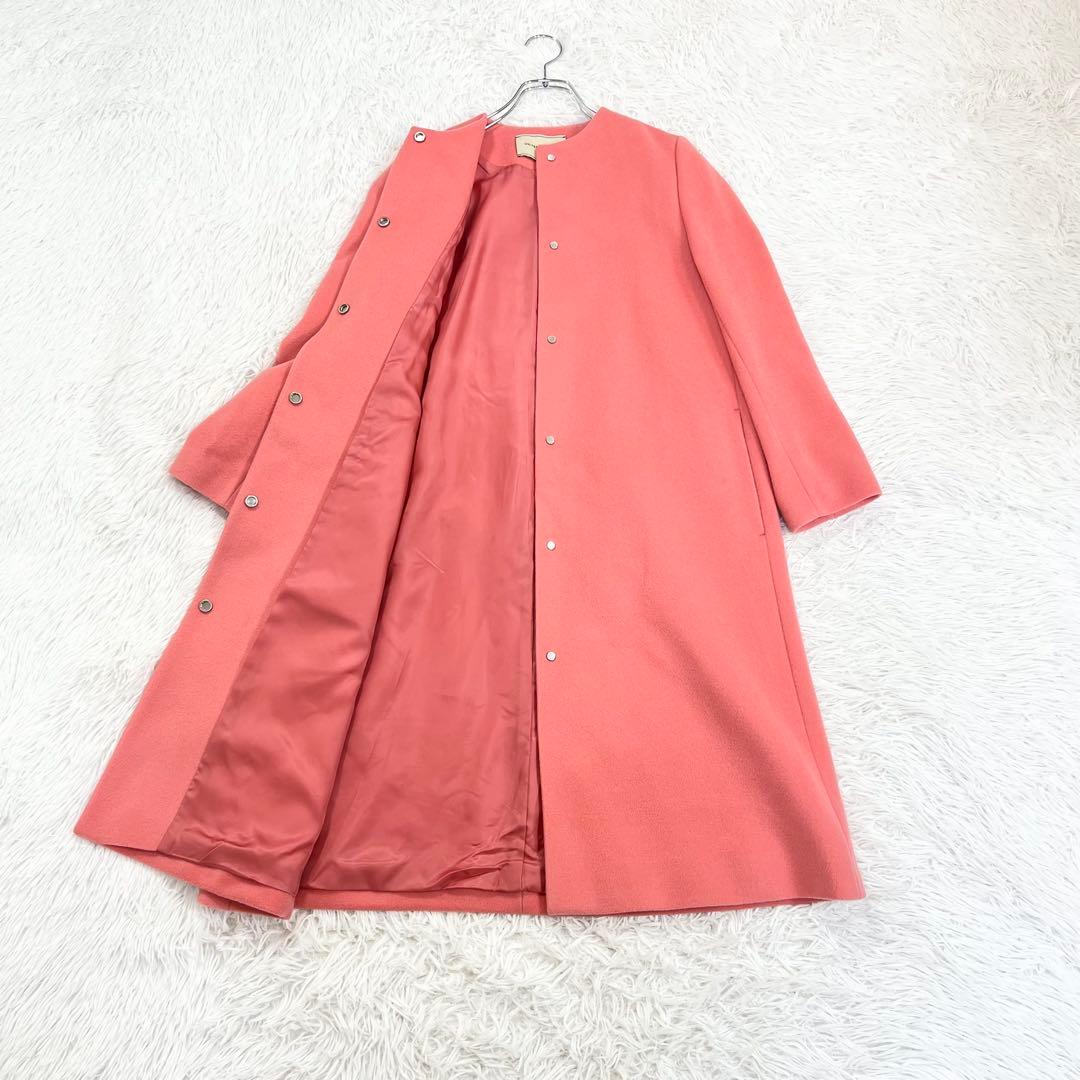 美品♡ユナイテッドアローズ　ノーカラーロングコート　ウールカシミヤ　34