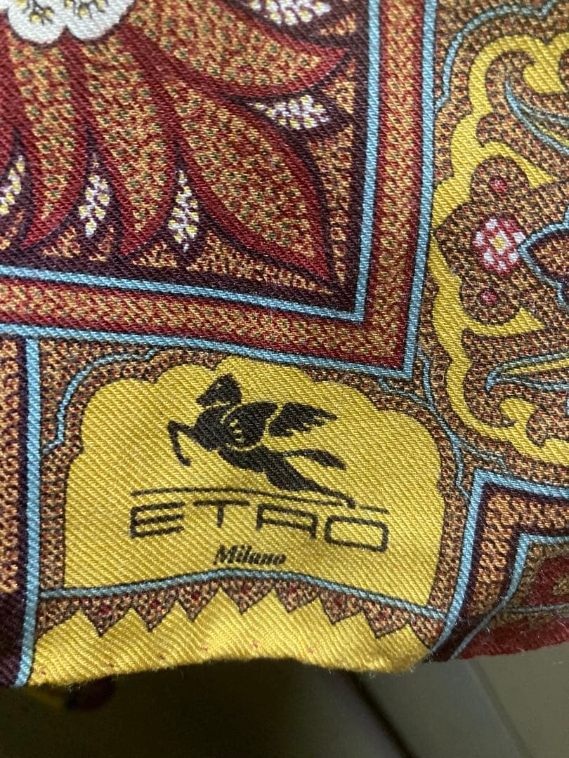 【ETRO】　エトロ大判ストール　明るめ茶系ペイズリー柄