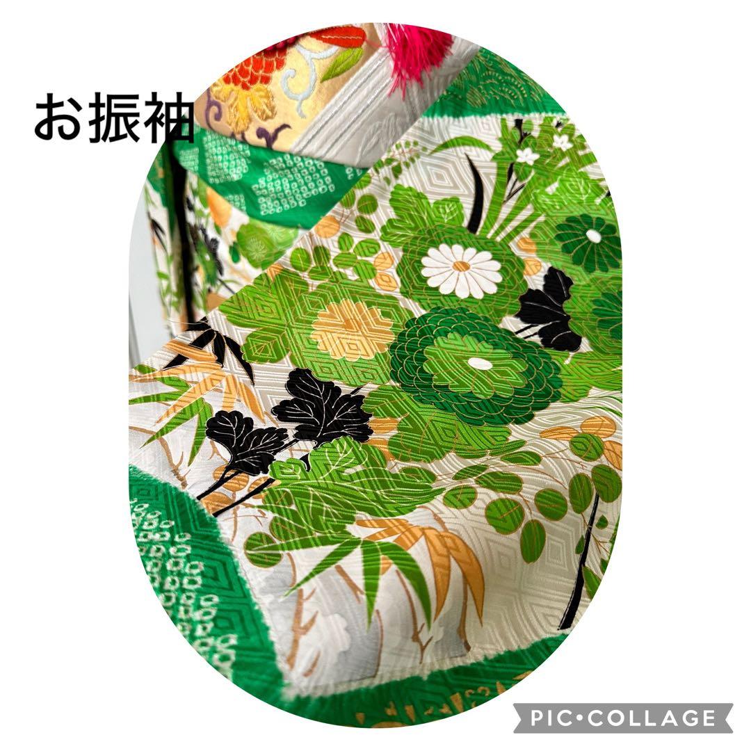 candy 豪華❣️可愛いお振袖　緑　正絹