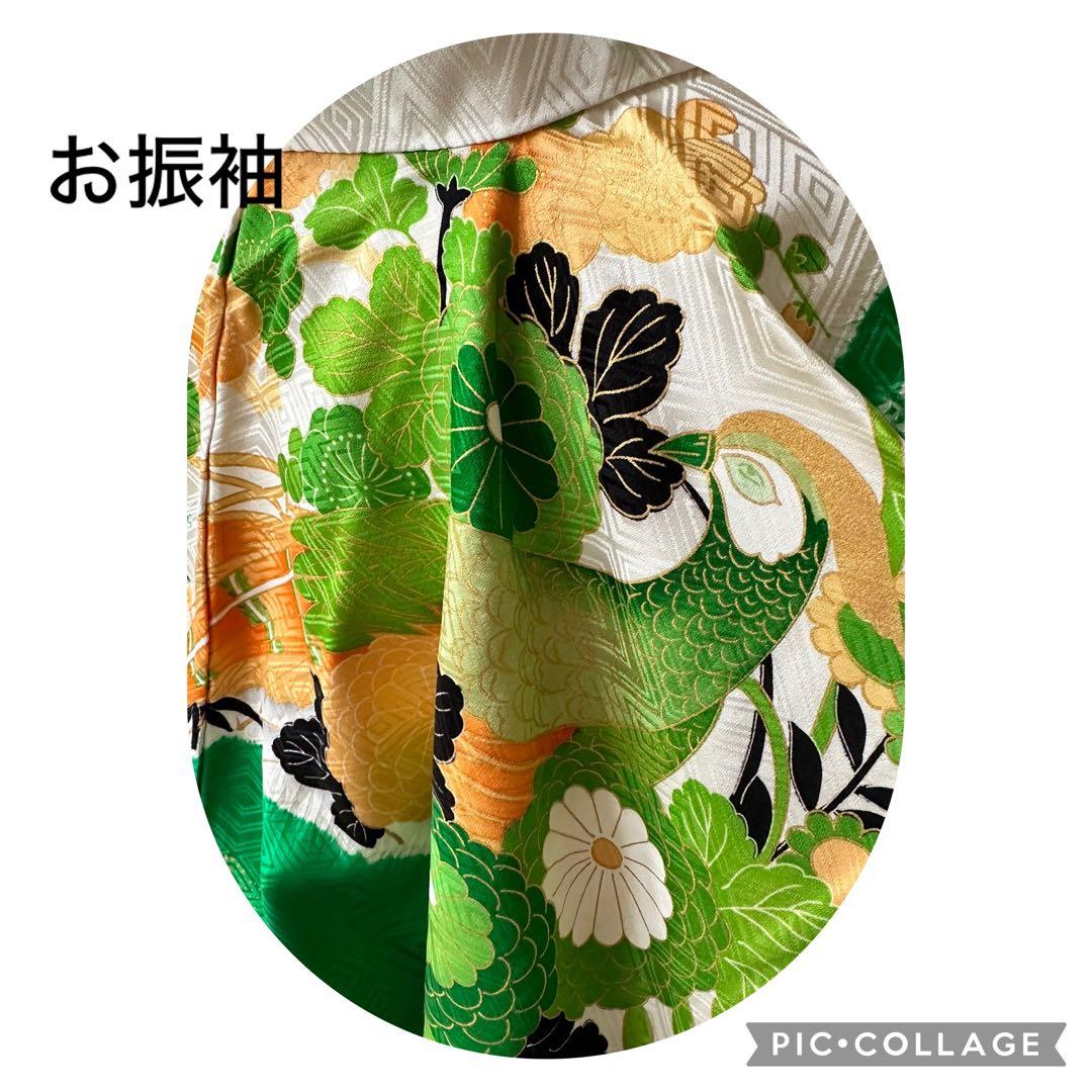 candy 豪華❣️可愛いお振袖　緑　正絹