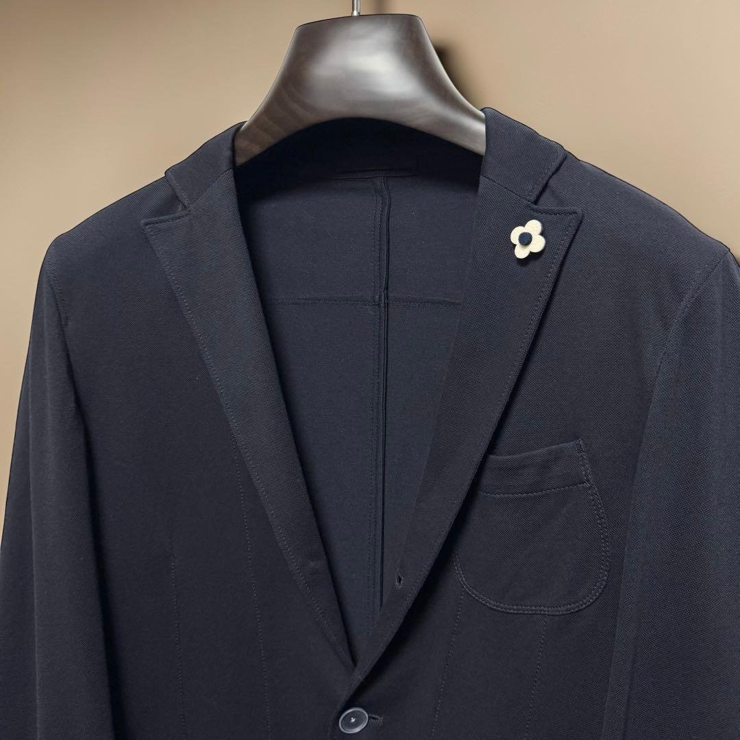 LARDINI ニット テーラードジャケット 48 ネイビー ラルディーニ