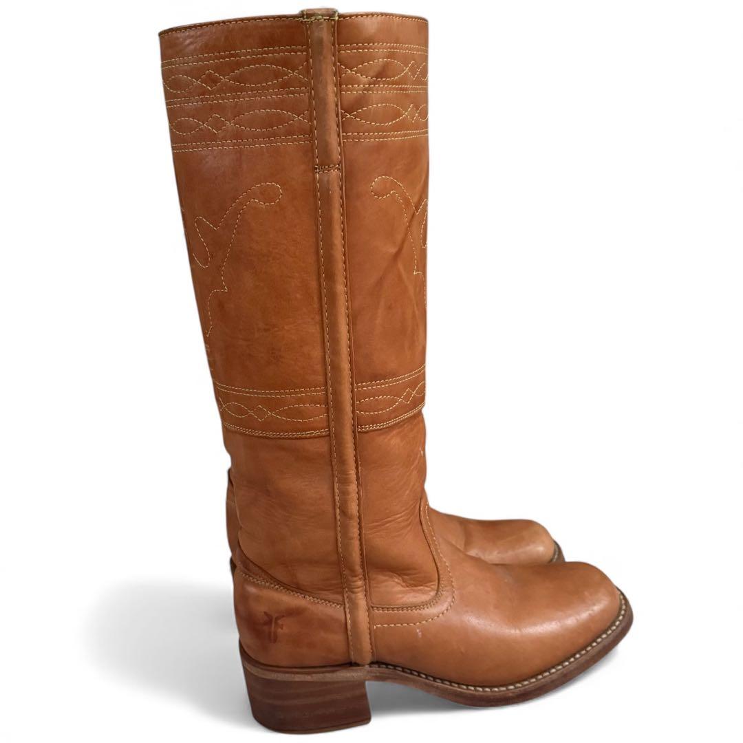 希少 ヴィンテージ FRYE レザーロングブーツ キャメル ウエスタン 24cm