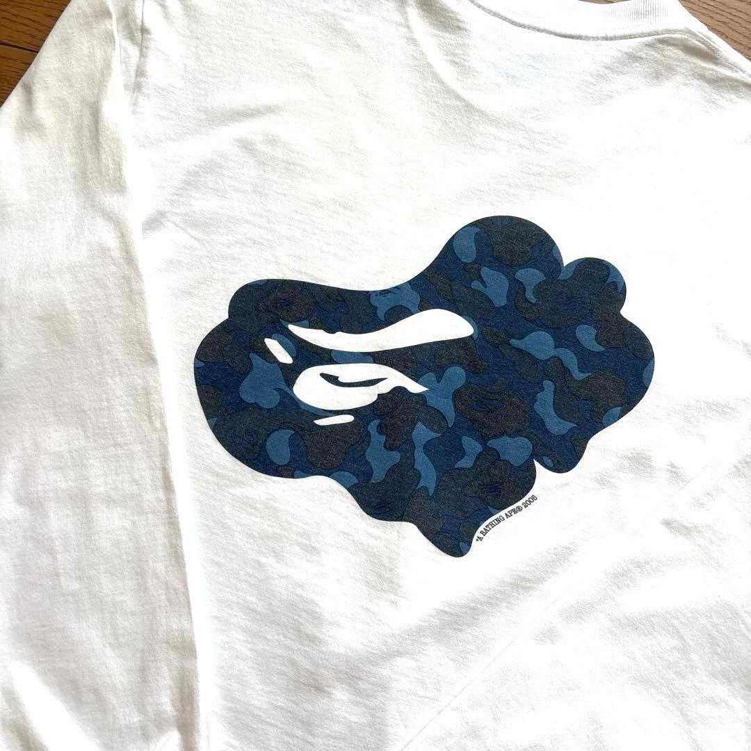 A BATHING APE カモ柄　ロングTシャツ ホワイト/Ｌ