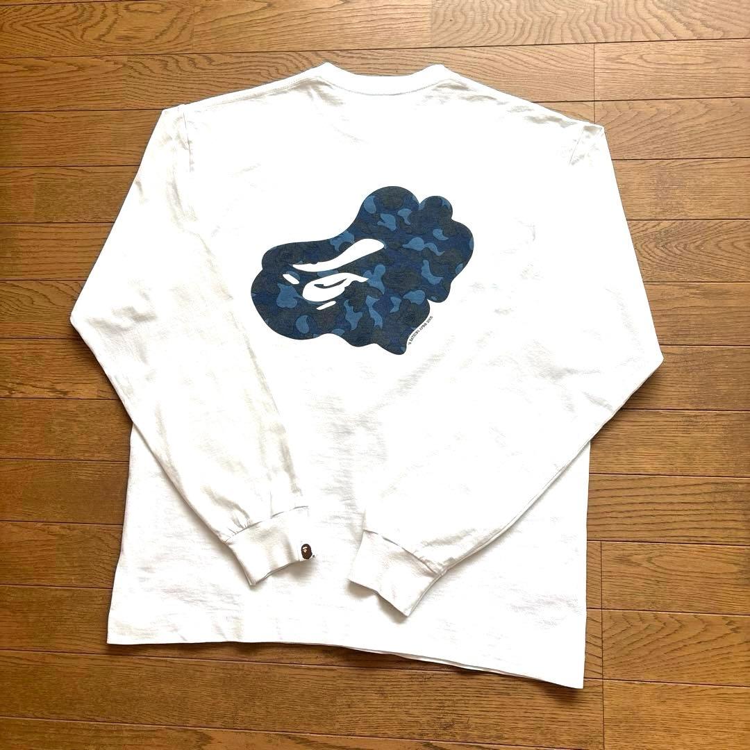 A BATHING APE カモ柄　ロングTシャツ ホワイト/Ｌ