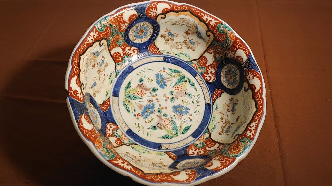 古伊万里　伊万里　大鉢　色絵　金彩　富貴長春　上手　鑑賞陶器　蔵出し　１客