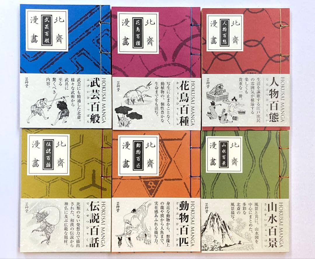 葛飾北斎　北斎漫画　和綴じ豆本　全6冊セット　芸艸堂