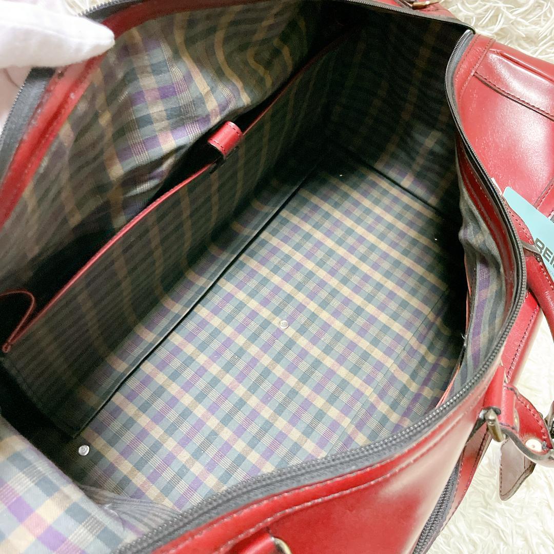 REISE 2way ボストンバッグ 牛革 レザー 鍵付き 旅行 ボルドー
