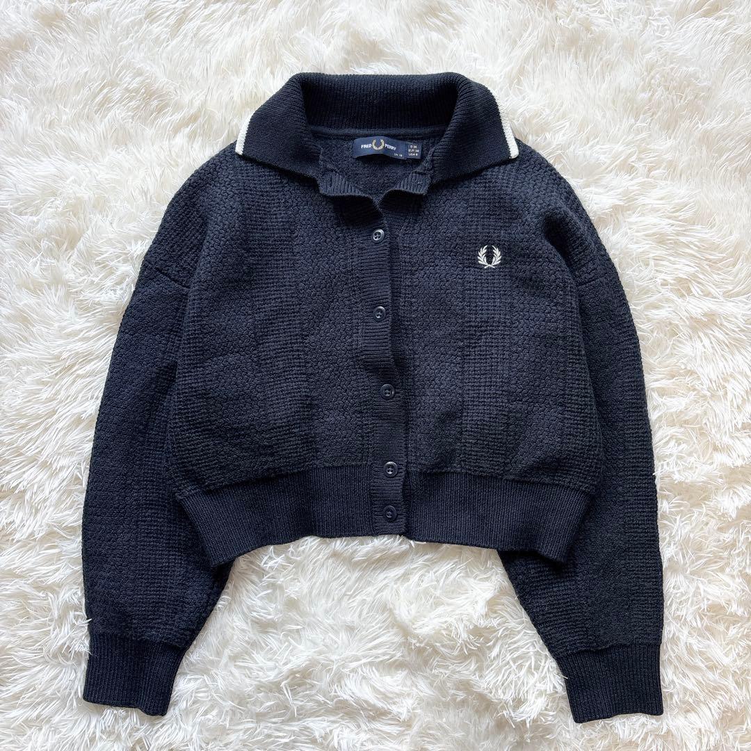 FRED PERRY × Ray BEAMS 別注 カーディガン　ネイビー　M
