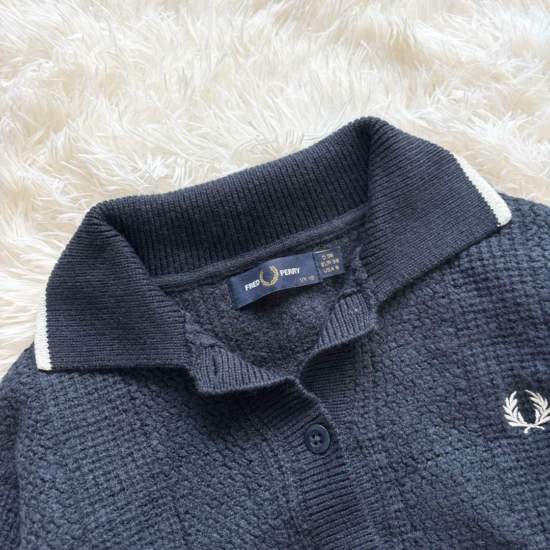 FRED PERRY × Ray BEAMS 別注 カーディガン　ネイビー　M