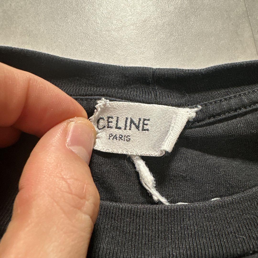 CELINE セリーヌ センターロゴ Tシャツ ブラック 半袖 カットソー.