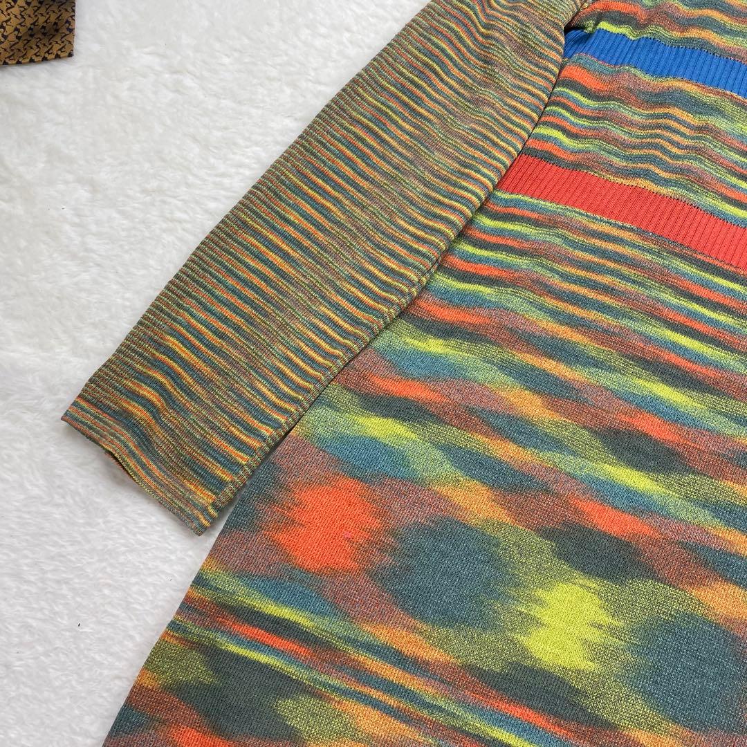 MISSONI オレンジタグ　マルチカラーストライプカーディガン　薄手　春