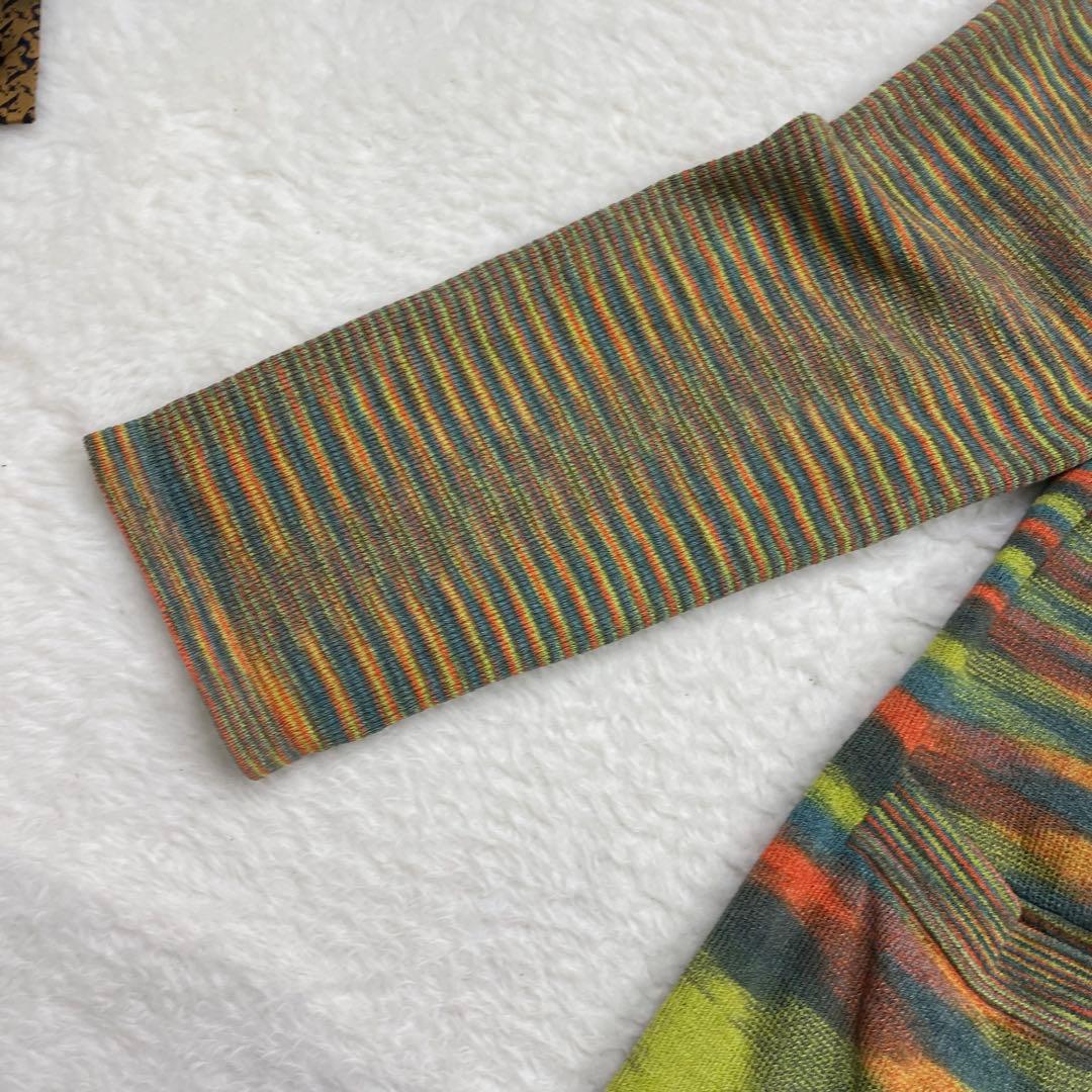 MISSONI オレンジタグ　マルチカラーストライプカーディガン　薄手　春