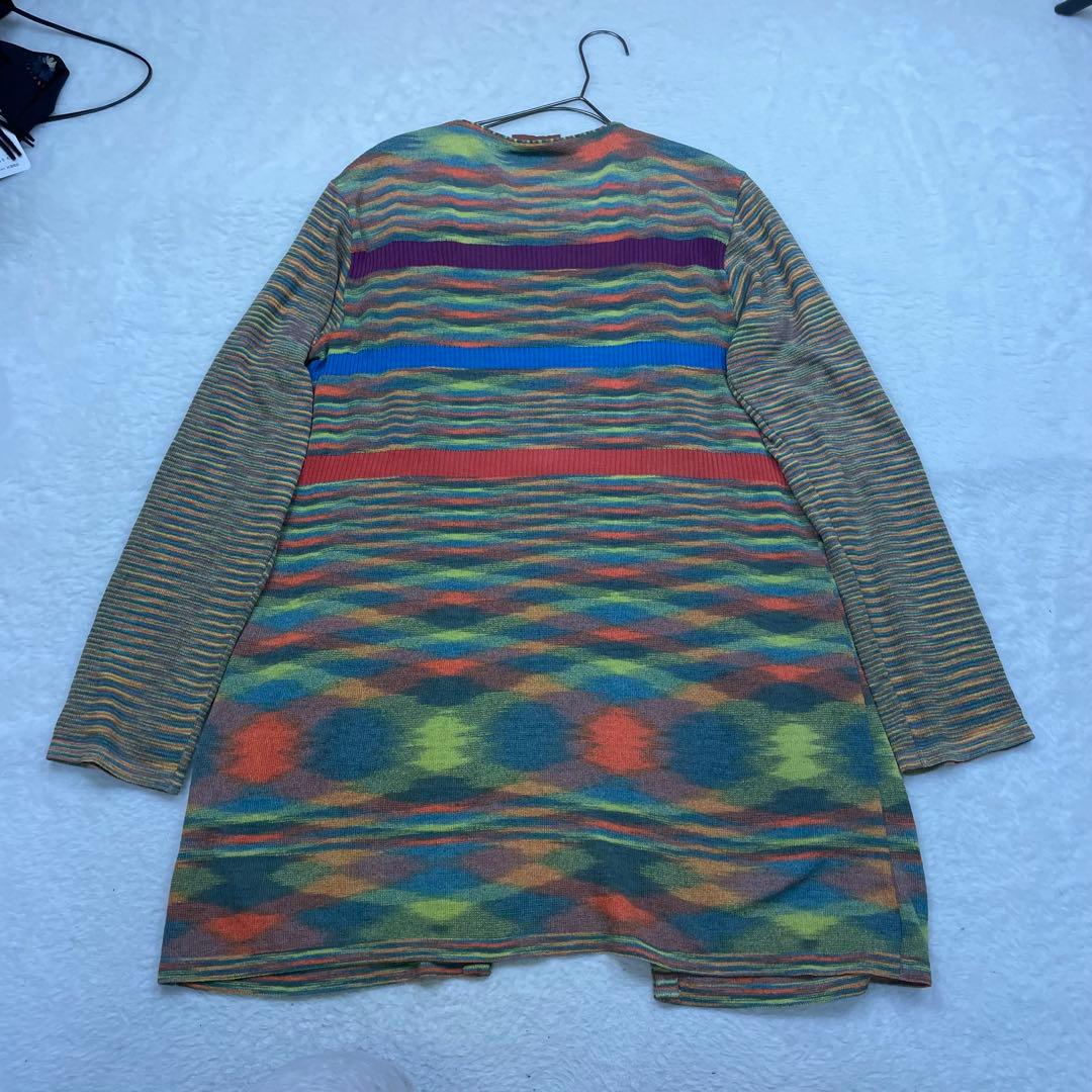 MISSONI オレンジタグ　マルチカラーストライプカーディガン　薄手　春