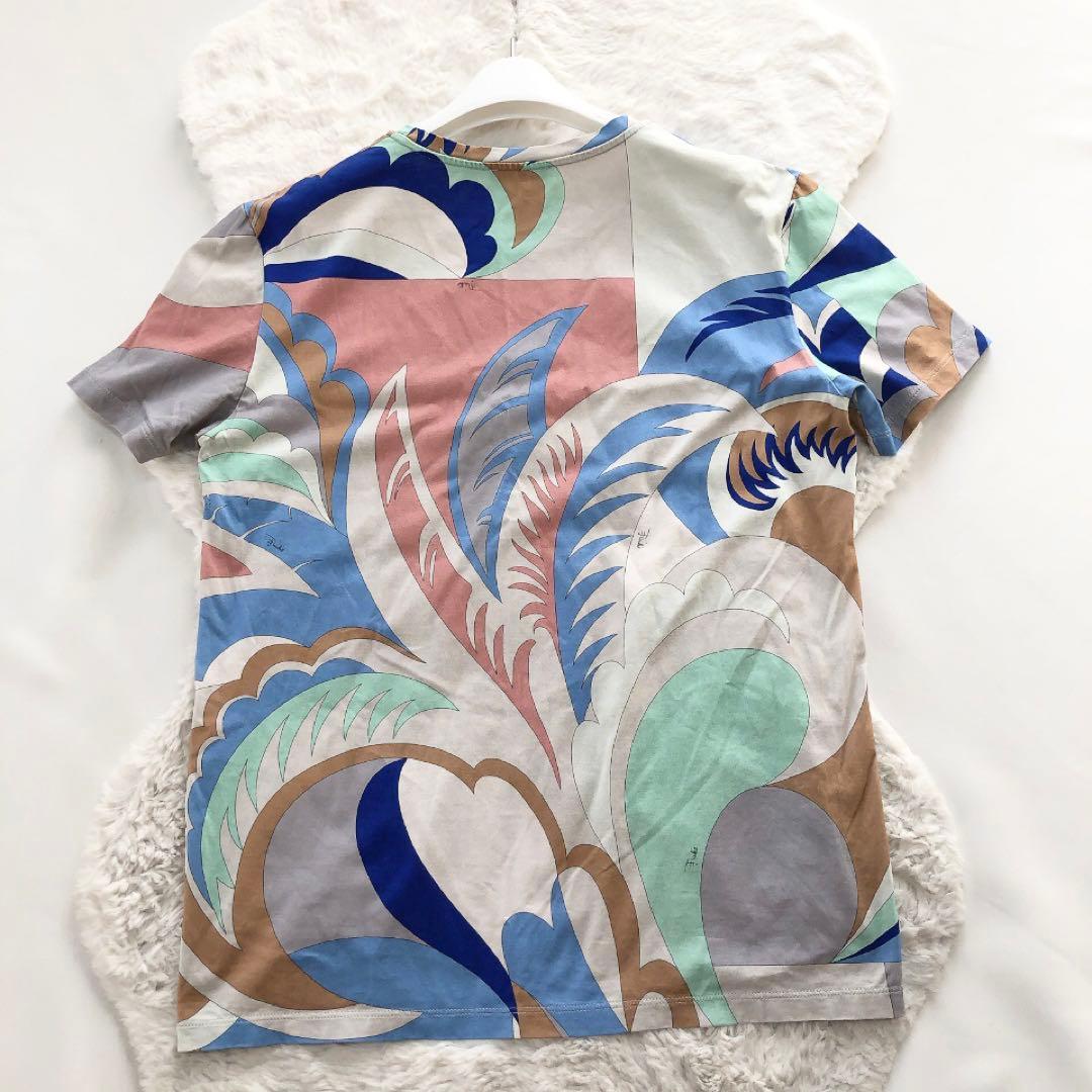 Emilio Pucci*エミリオプッチ　半袖Tシャツ　総柄　ロゴ　コットン　M