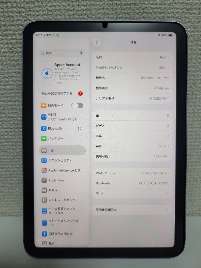 ipad Mini 7世代 128GB Wi-Fi