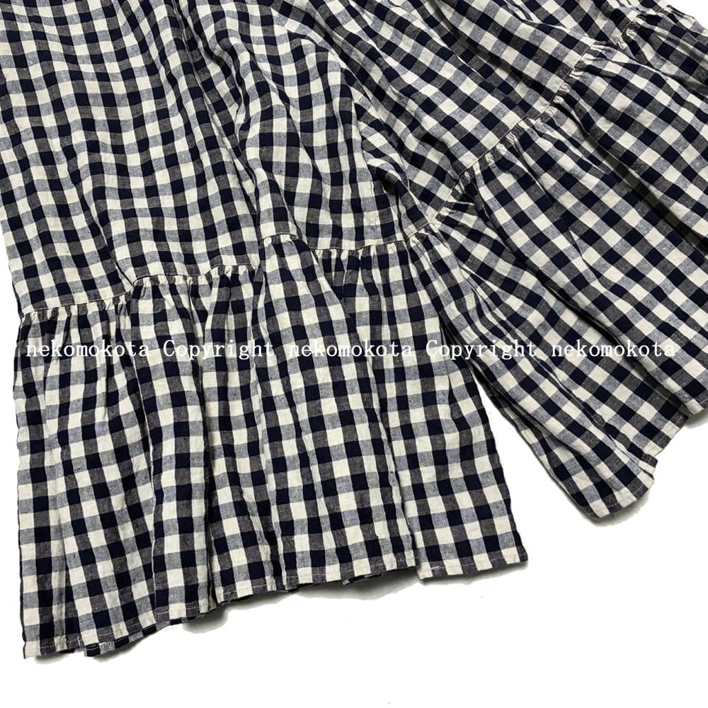 専用★超美品 45R インド度詰リネンのラッパーキュロット チェック