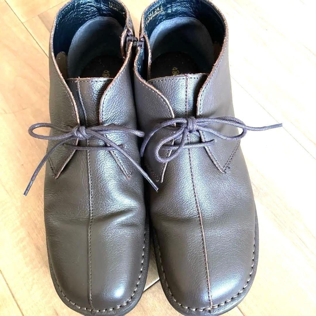 あしながおじさん　本革ショートブーツ ✨美品✨　軽量　24.5㎝　ダークブラウン