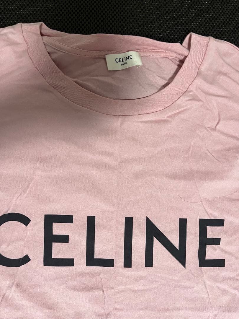 セリーヌ CELINE フロント ロゴ 半袖 Tシャツ ピンク