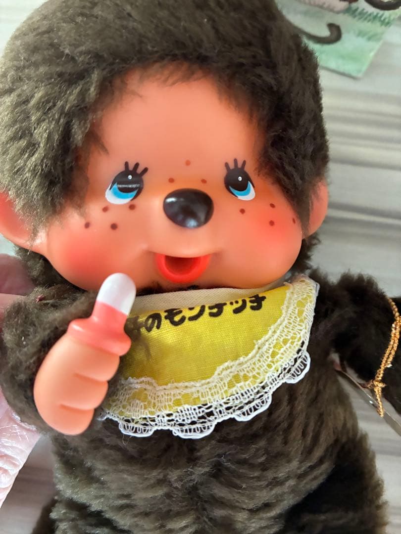 ふた子のモンチッチぬいぐるみ当時物　金紙タグ付きブルーアイ　ロッキングチェア箱入