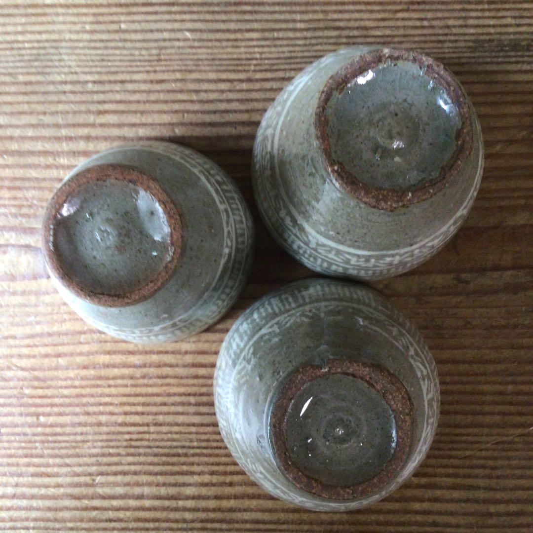 No4321 楽山窯　十二代長岡住右衛門(空郷)造　出雲焼酒器揃　共箱　送料無料