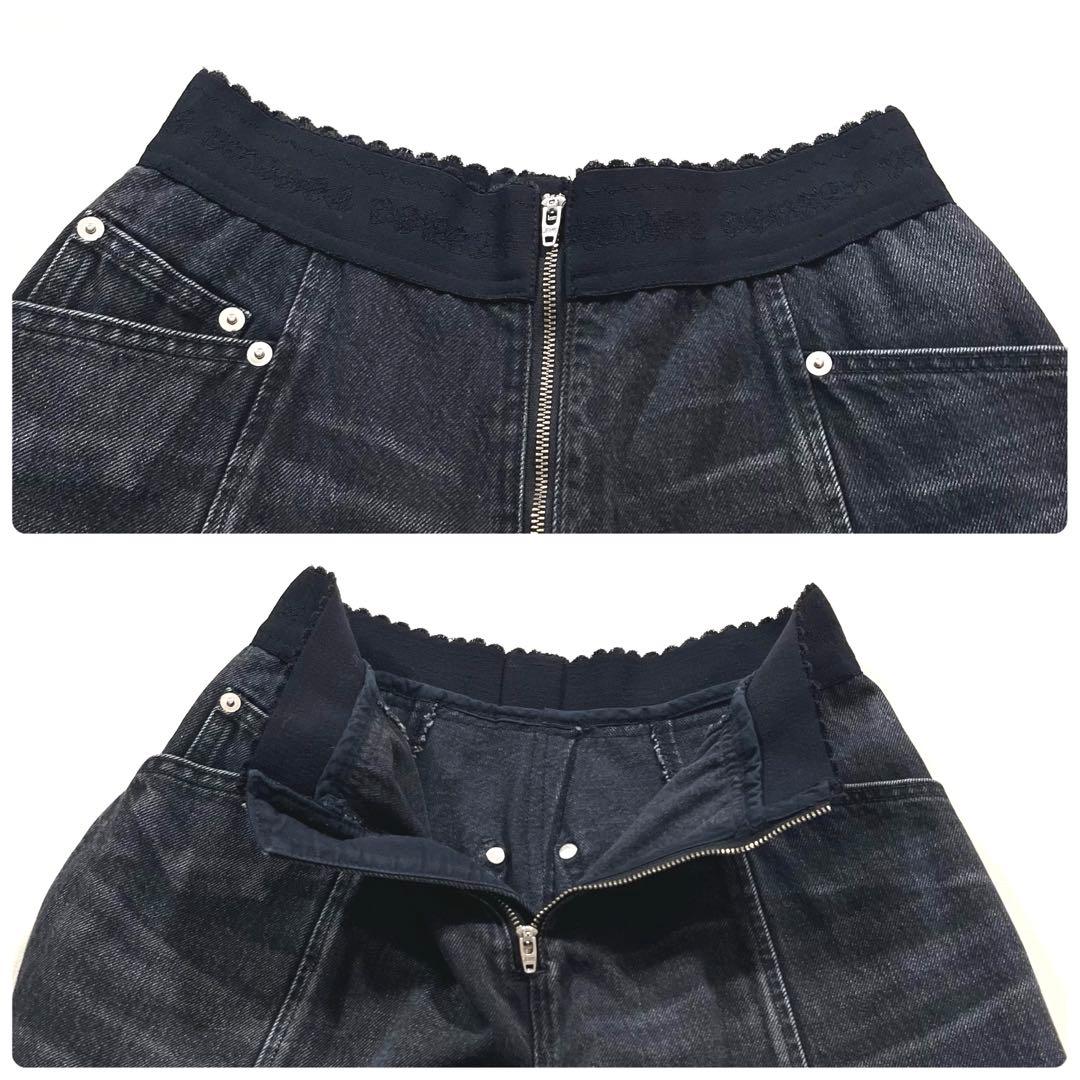 【美品】FETICO/フェティコ　ワイド デニム パンツ　25ss　ストーン装飾