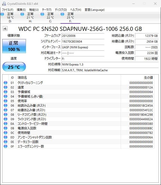 Western Digital SN520 256GB NVMe SSD 2枚