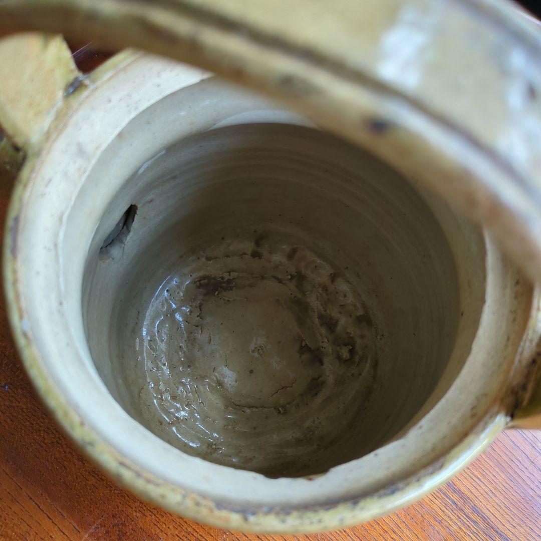 骨董 織部 水注 手提げ 水汲み 陶器 茶道具 茶道 花入れ オブジェ木箱